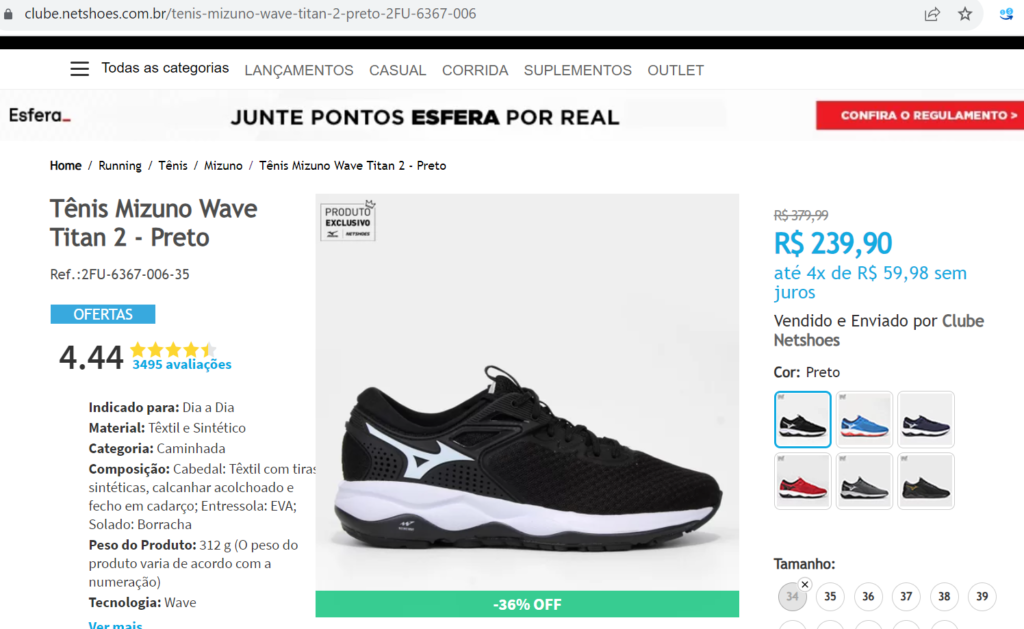 Cálculo de pontos: R$ 239,90 x 8 pontos = 1.919 pontos 