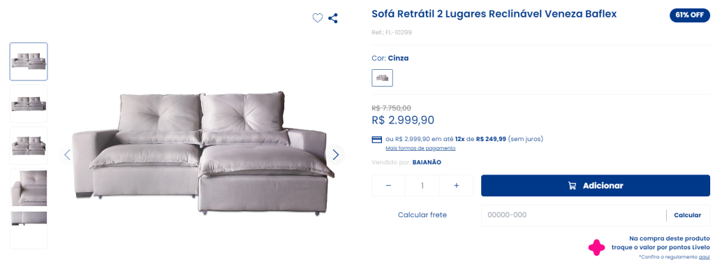 Ganhe até 15 pontos Livelo por real gasto no Baianão