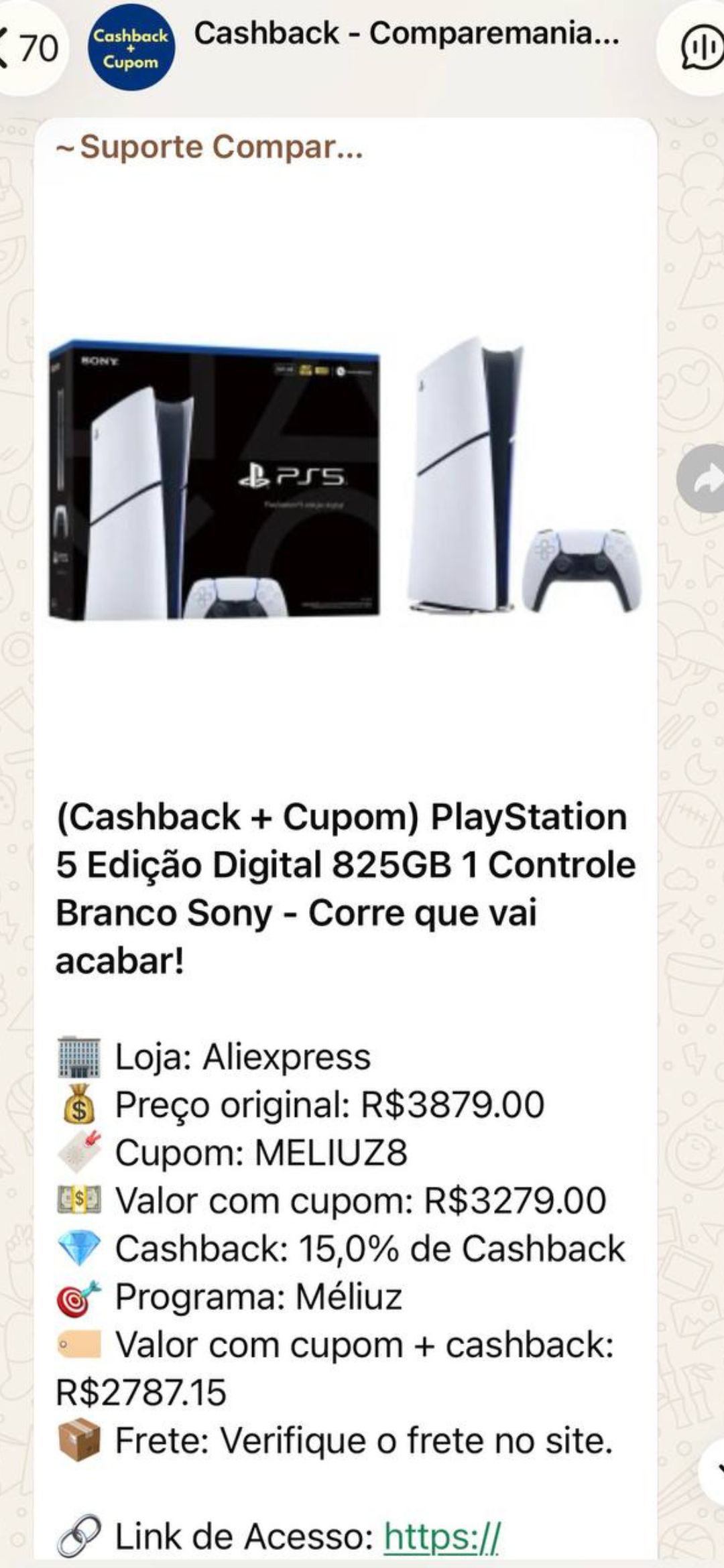 Oferta de cashback Playstation